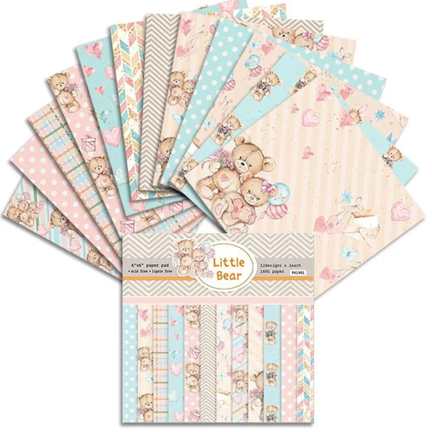 Papier voor kaarten maken of scrapbook Sweet Love dieren 15,24 cm