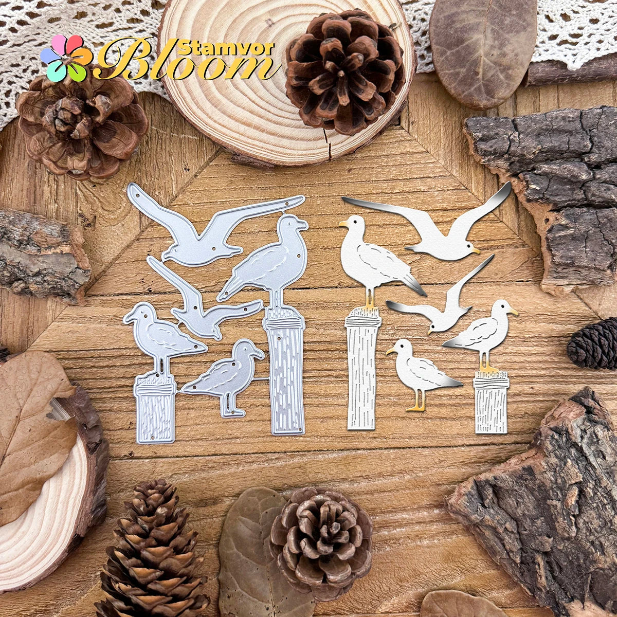 Snijmal schattige zeemeeuwen voor kaarten en scrapbooking