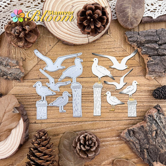 Snijmal schattige zeemeeuwen voor kaarten en scrapbooking