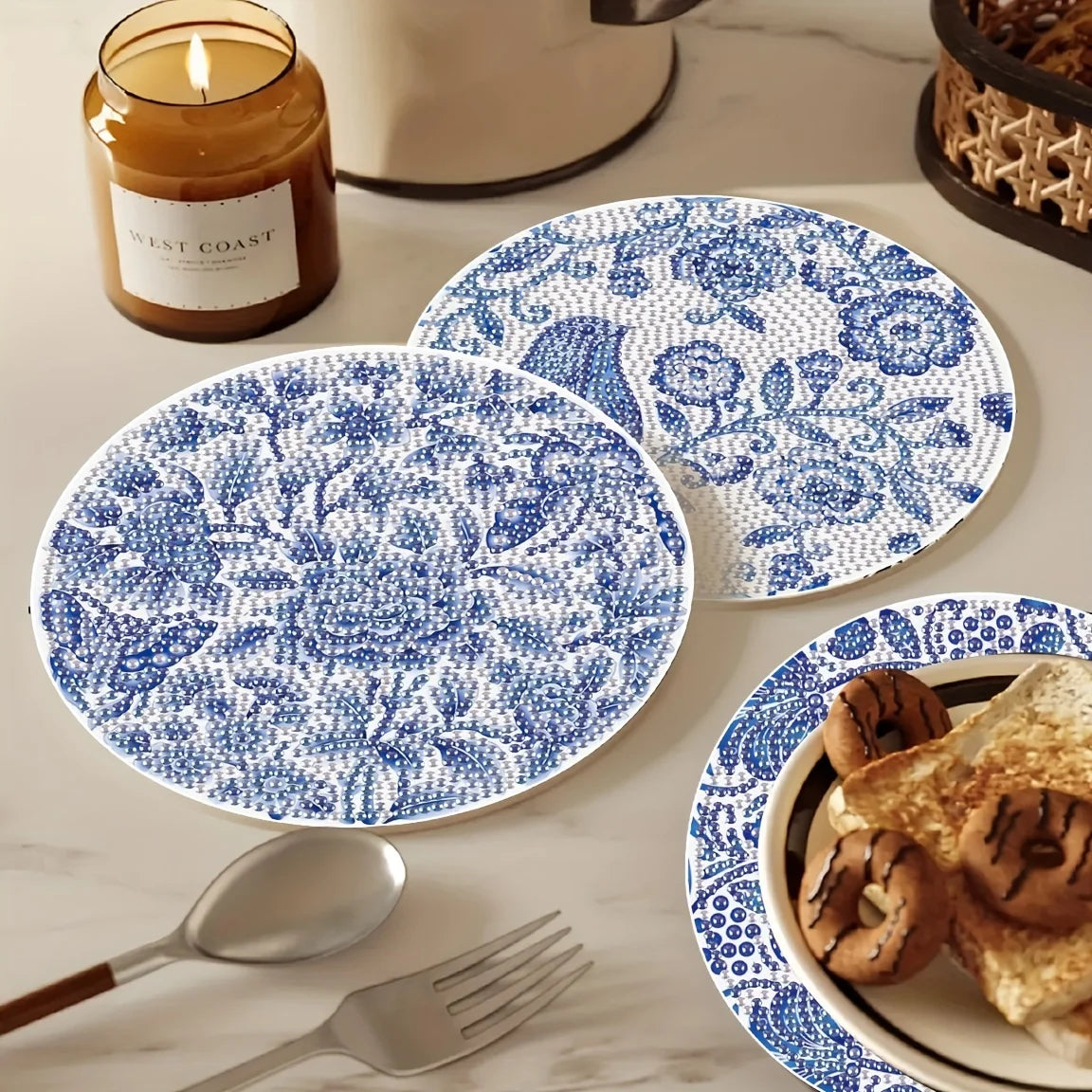 Diamond Painting Placemats Blauwe Vogel Set voor Tafel en Keuken