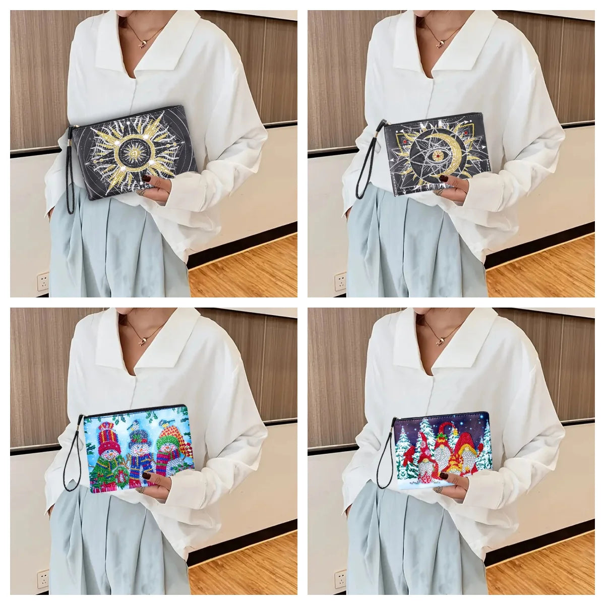 Diamond Painting Etui Kerst Ontwerp Luxe PU Leren Clutch voor Dames