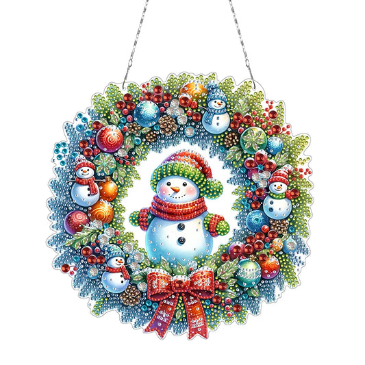 Diamond Painting Kerst krans hanger met speciale steentjes van acryl - HF012
