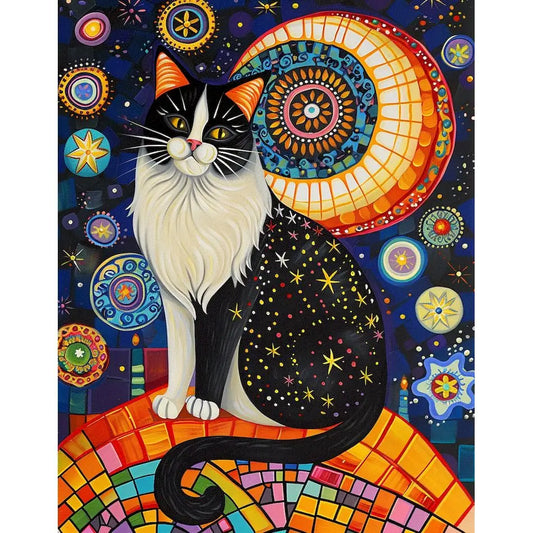 Schilderen op nummer Dieren - Kat Abstract op Canvas voor Volwassenen - 9959941