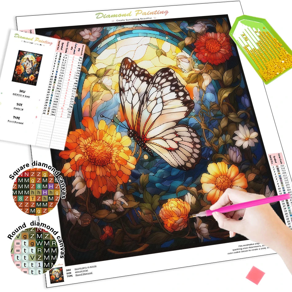 Diamond Painting Dieren - Vlinder - rond of vierkant | Kleurrijk Ontwerp - DZDP72070