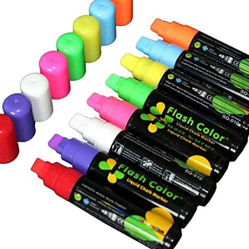 Stiften set 8 kleuren uitwisbare fluorescerende markers voor LED schrijfbord
