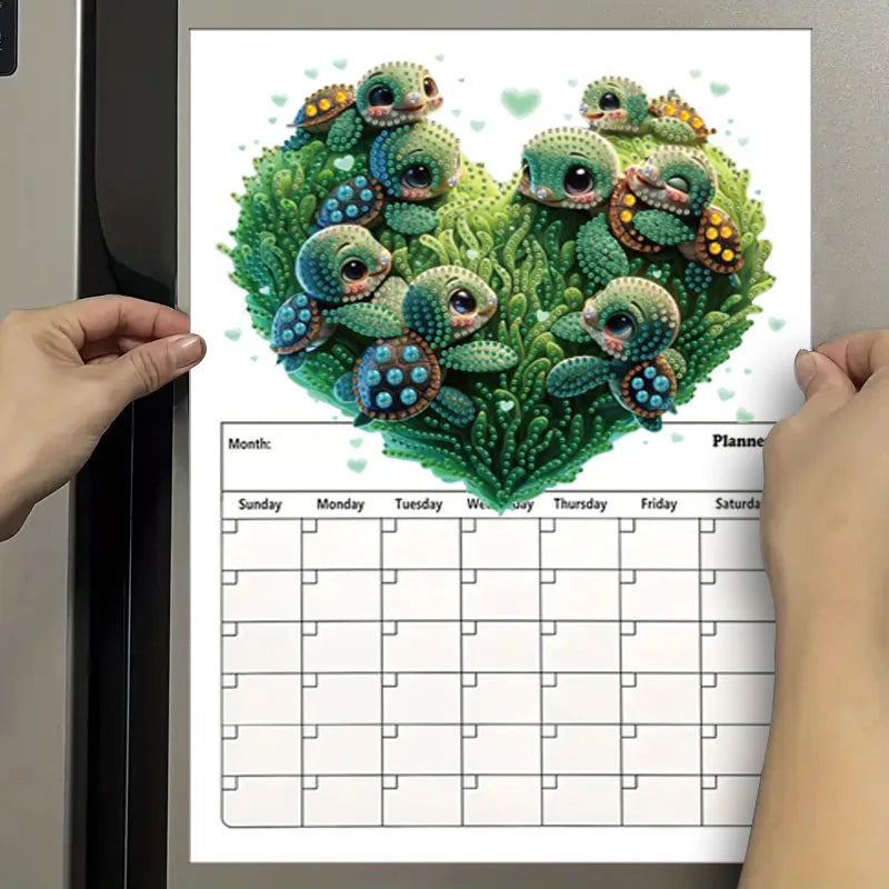 Diamond Painting Kalender Hartvormige Magnetische Planner voor Koelkast en Kantoor