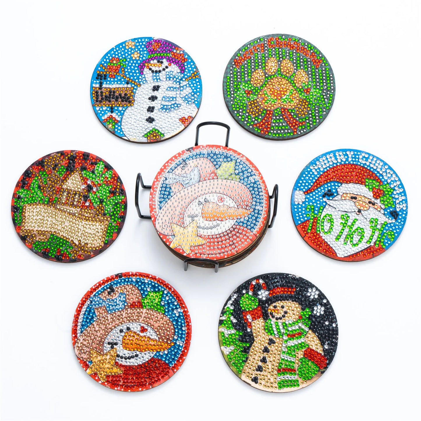 Diamond Painting Kerst Onderzetters met Houder – Creatief en Uniek Cadeau