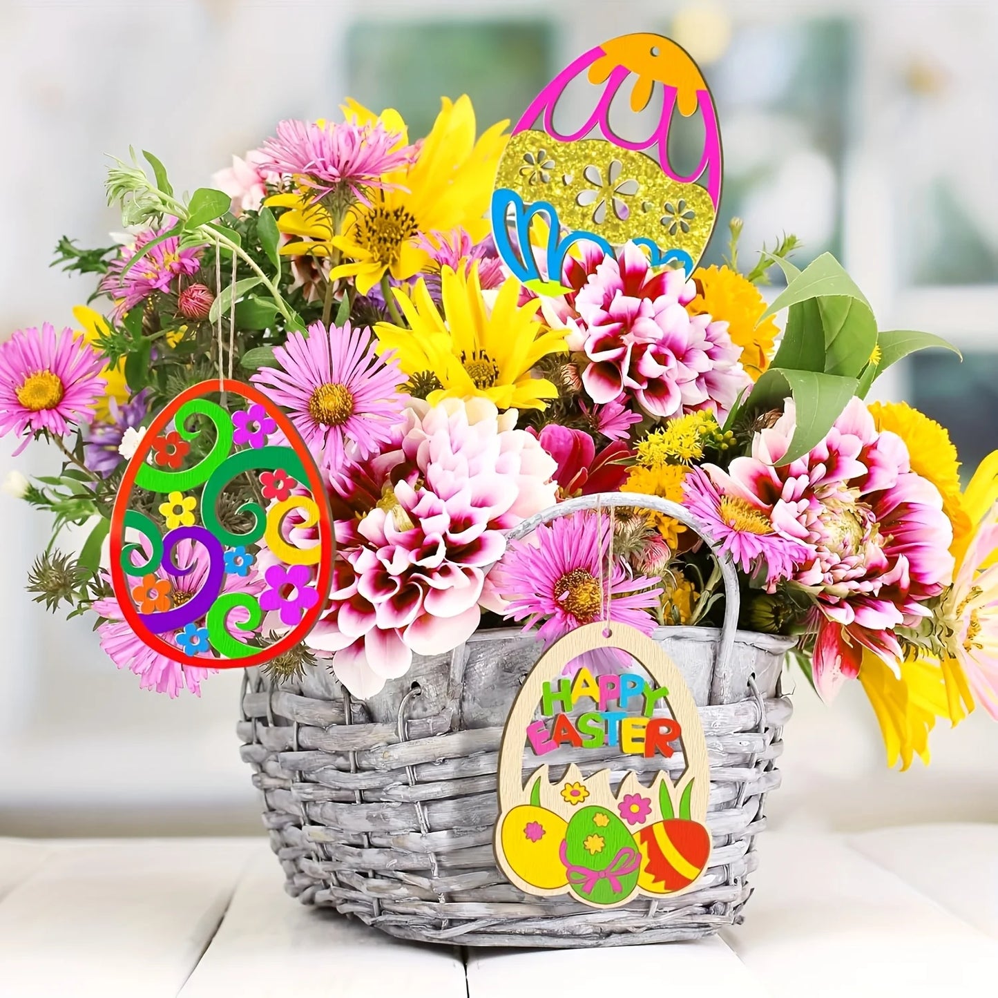 Houten figuren om zelf te schilderen/kleuren – Paasei hangers