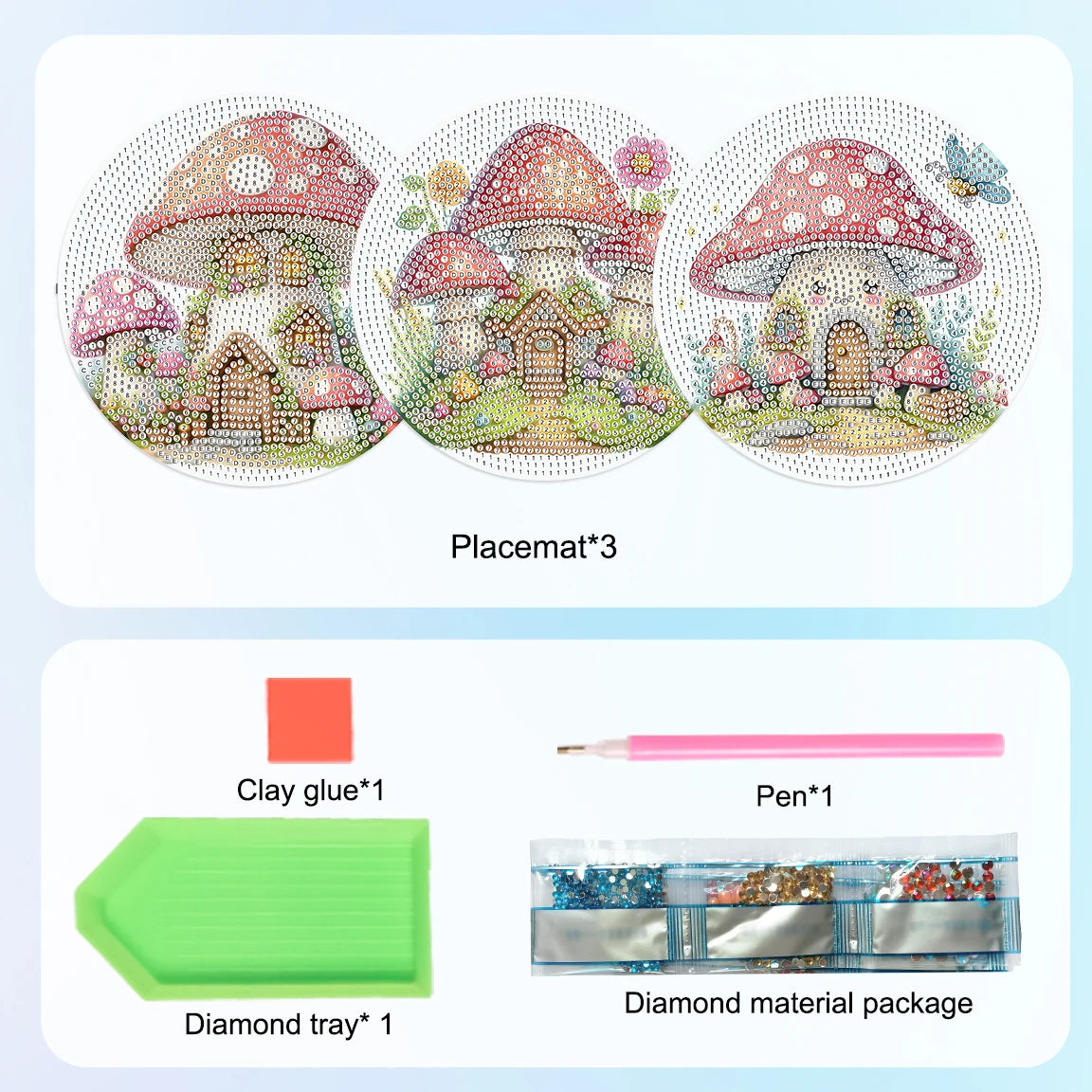 Diamond Painting Placemats Paddenstoelen Huis Set voor Tafel