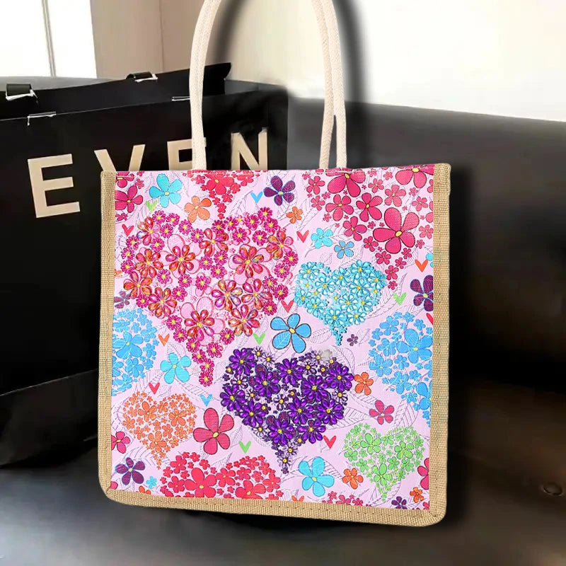 Diamond Painting Tas Hartpatroon Canvas Shopper met Steentjes