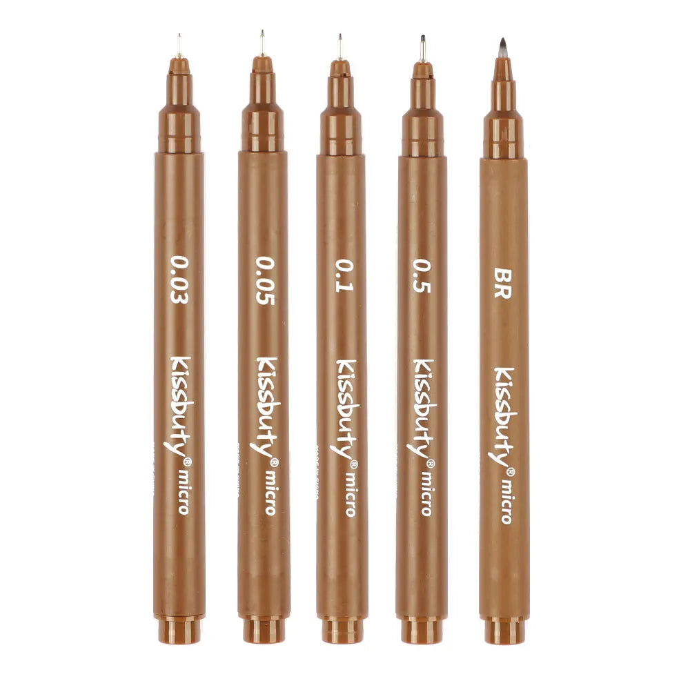 Stiften set Pigma Micron fineliners zwart/bruin met diverse puntdiktes