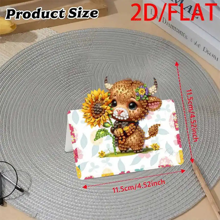 Diamond Painting Wenskaarten Pasen Set van 6 met Paasei en Zonnebloem