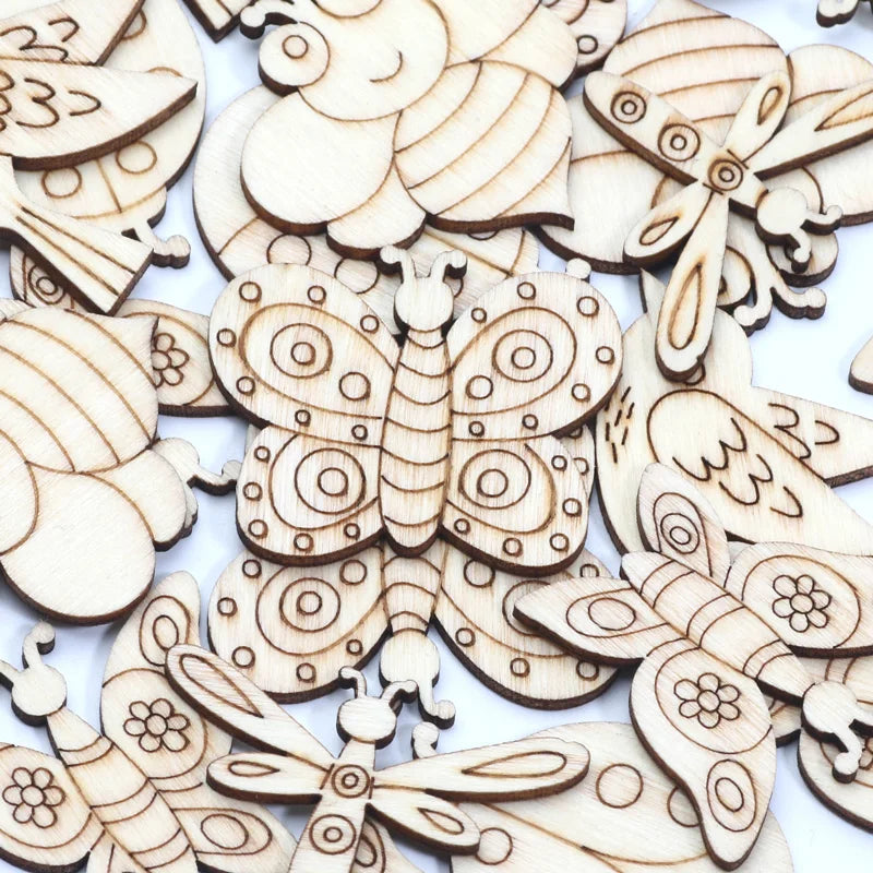 Houten figuur om zelf te kleuren/schilderen – Mix van 20 insecten