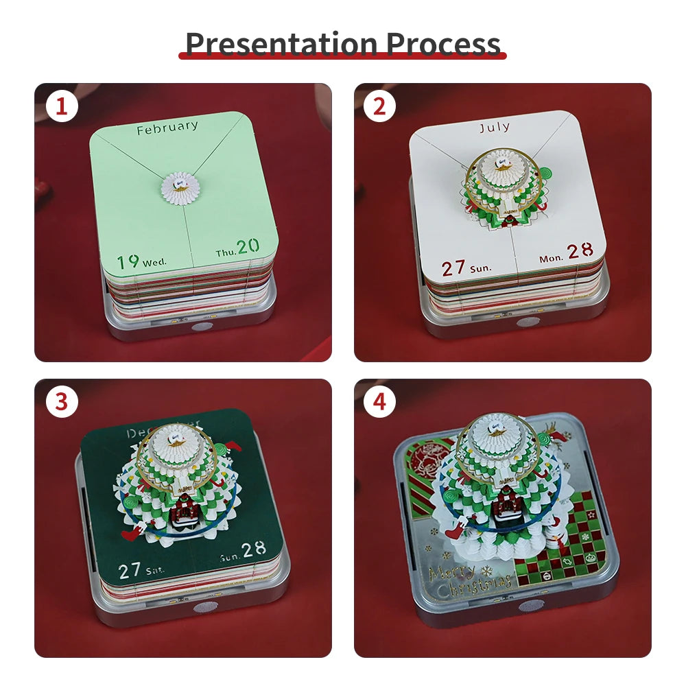 3D Papier Sculptuur Notitieblok / Scheurkalender Decoratie voor Feestdagen en Cadeaus