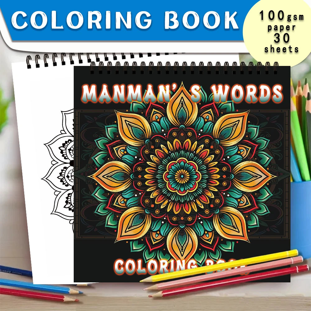Kleurboek voor volwassenen en tieners – 30 vellen dik papier met spiraalbinding
