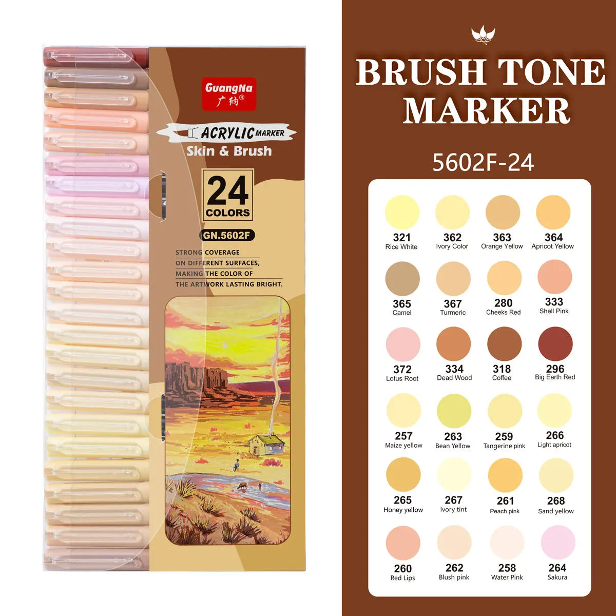 Stiften set huidtinten acryl markers met zachte penseelpunt – 12 tot 24 kleuren