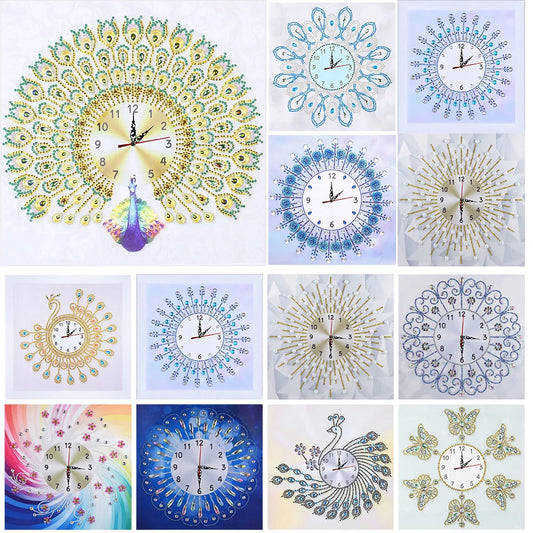 Diamond Painting Klok Pauw 35x35cm Speciale Steentjes Wanddecoratie
