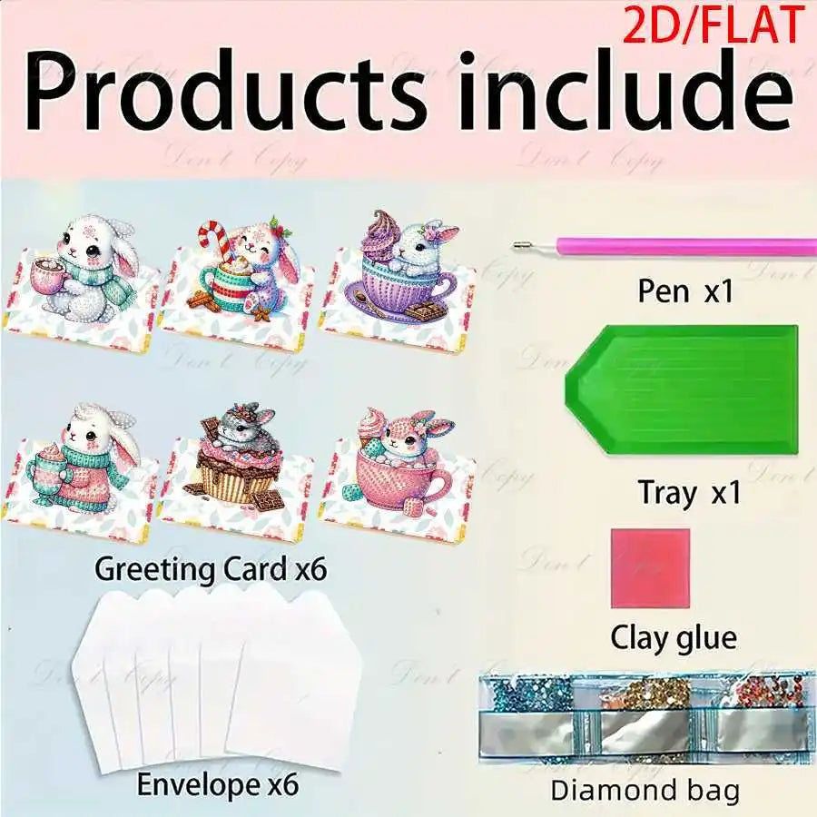 Diamond Painting Wenskaarten Pasen – Set met Vouwbare Paaskaarten