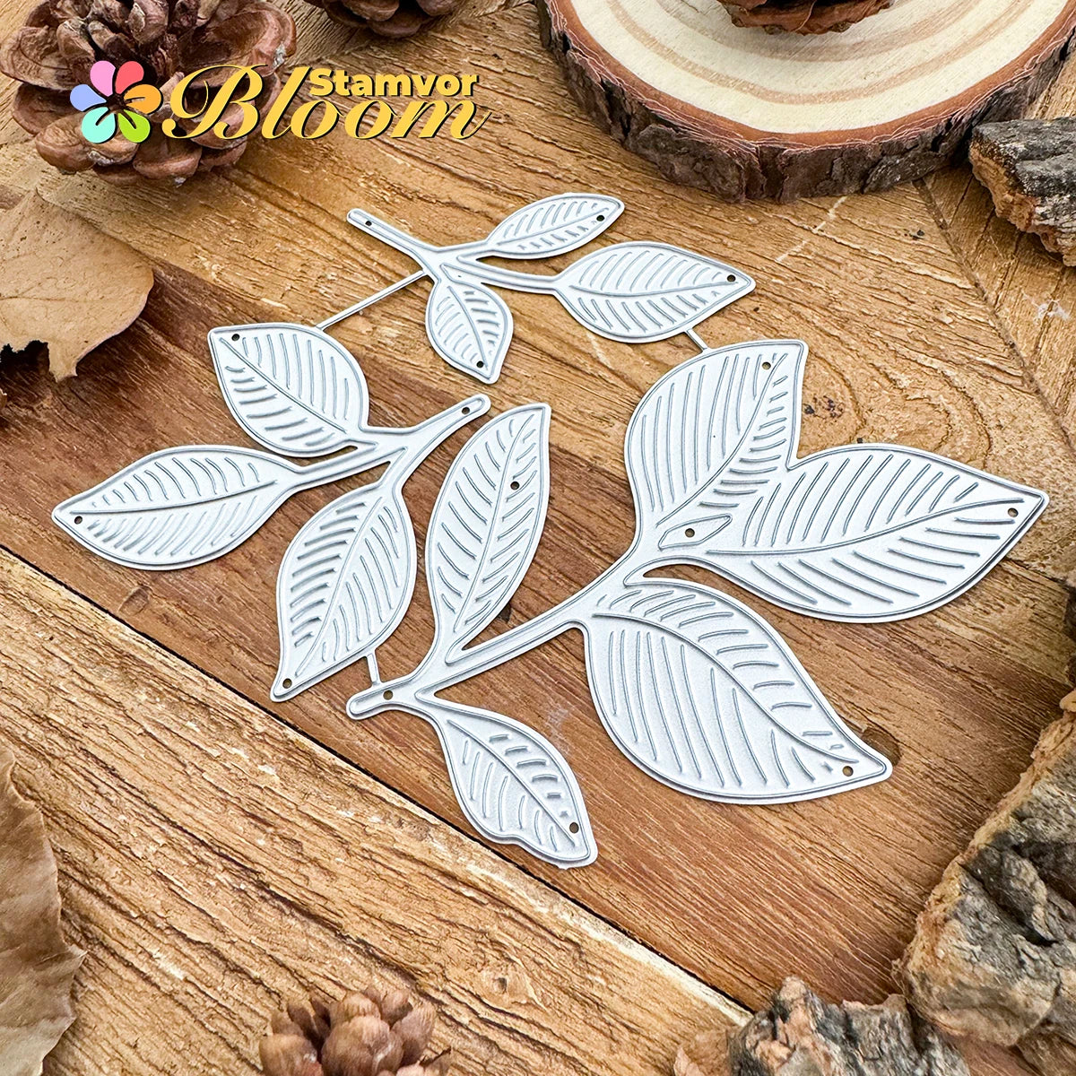 Metalen snijmallen bladeren en takken boom embossing set