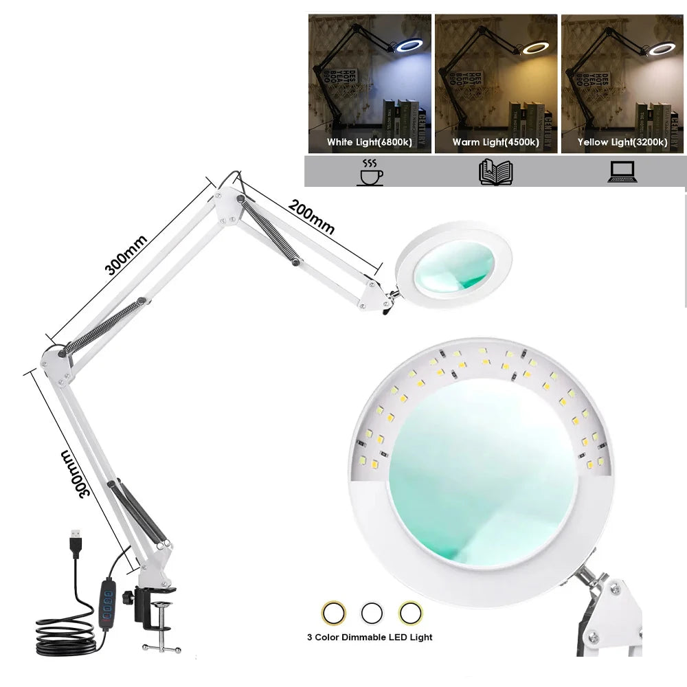 Diamond Painting Loeplamp 72 LED 8x/10x Vergroting USB met 3 Lichtkleuren