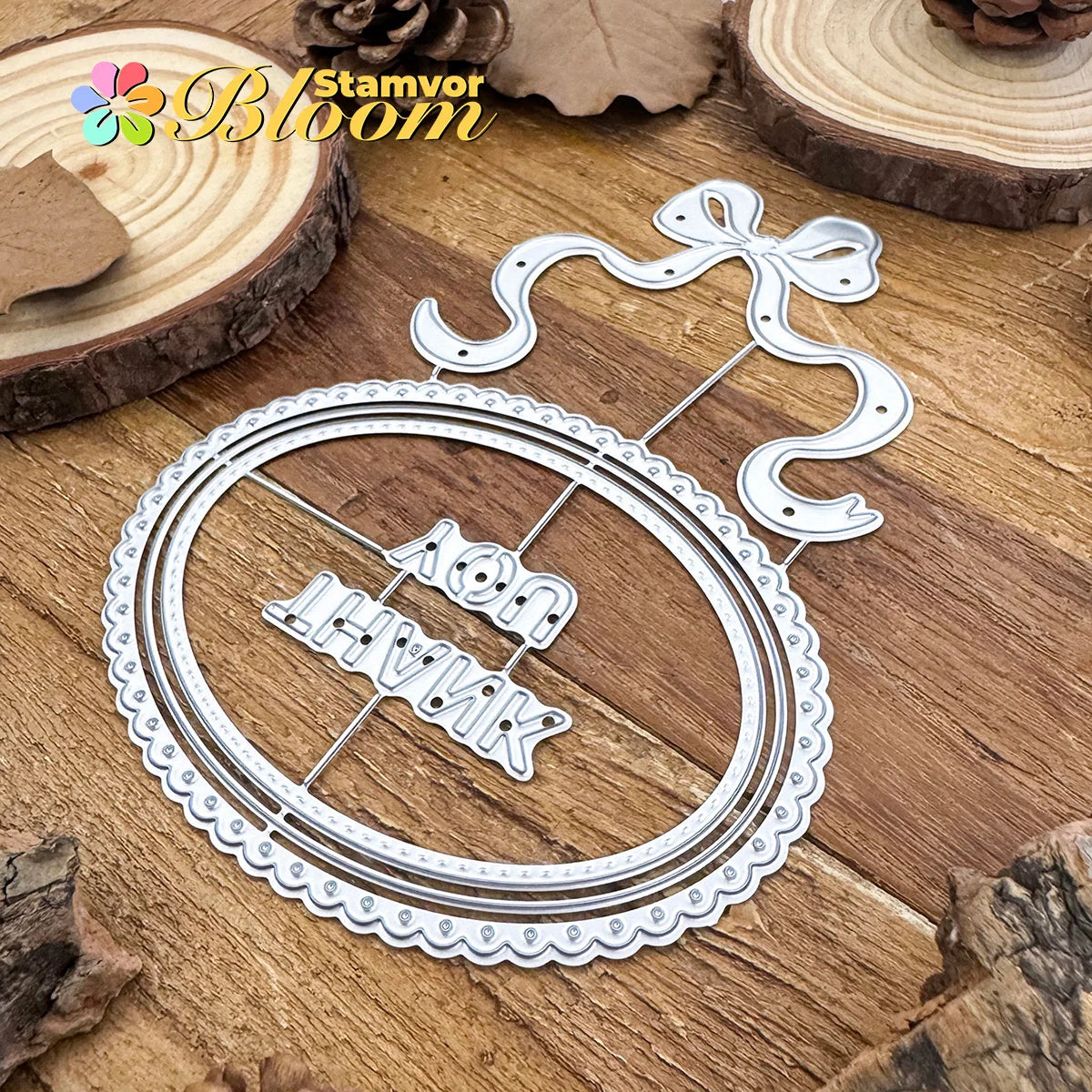 Snijmal Kant Ovale Tags met Strik en Bedankt Tekst