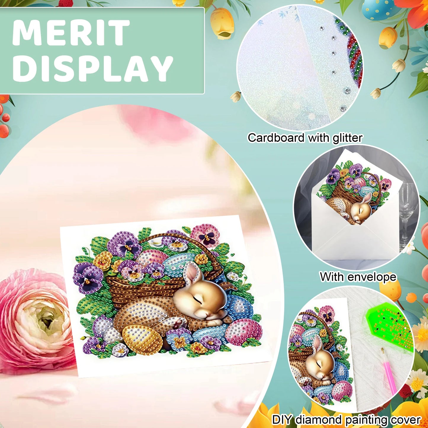 Diamond Painting Wenskaarten Pasen – Set van 6 creatieve kaarten