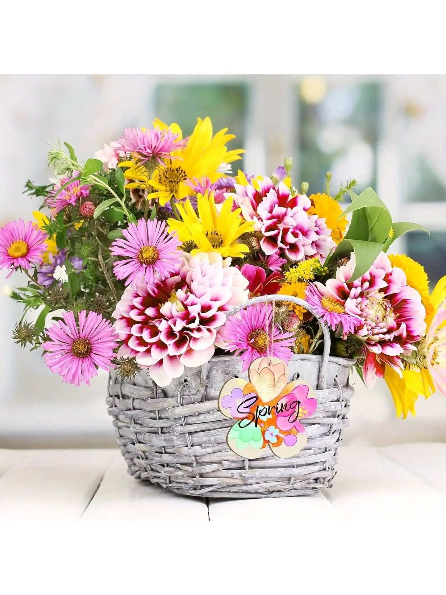 Houten figuren om zelf te schilderen/kleuren – bloemen hangdecoratie