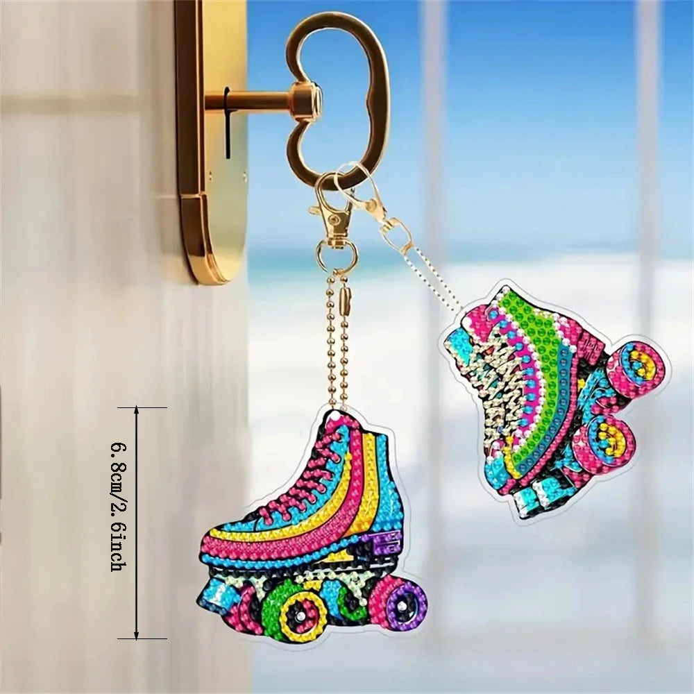 Diamond Painting Sleutelhangers Rolschaats Patroon – 5 stuks Set