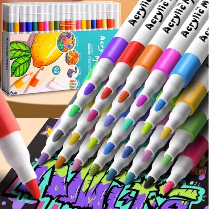 Stiften set acrylverf markers 12-80 kleuren voor steen, glas, hout en keramiek
