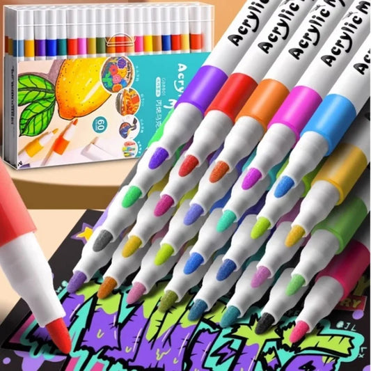 Stiften set acrylverf markers 12-80 kleuren voor steen, glas, hout en keramiek