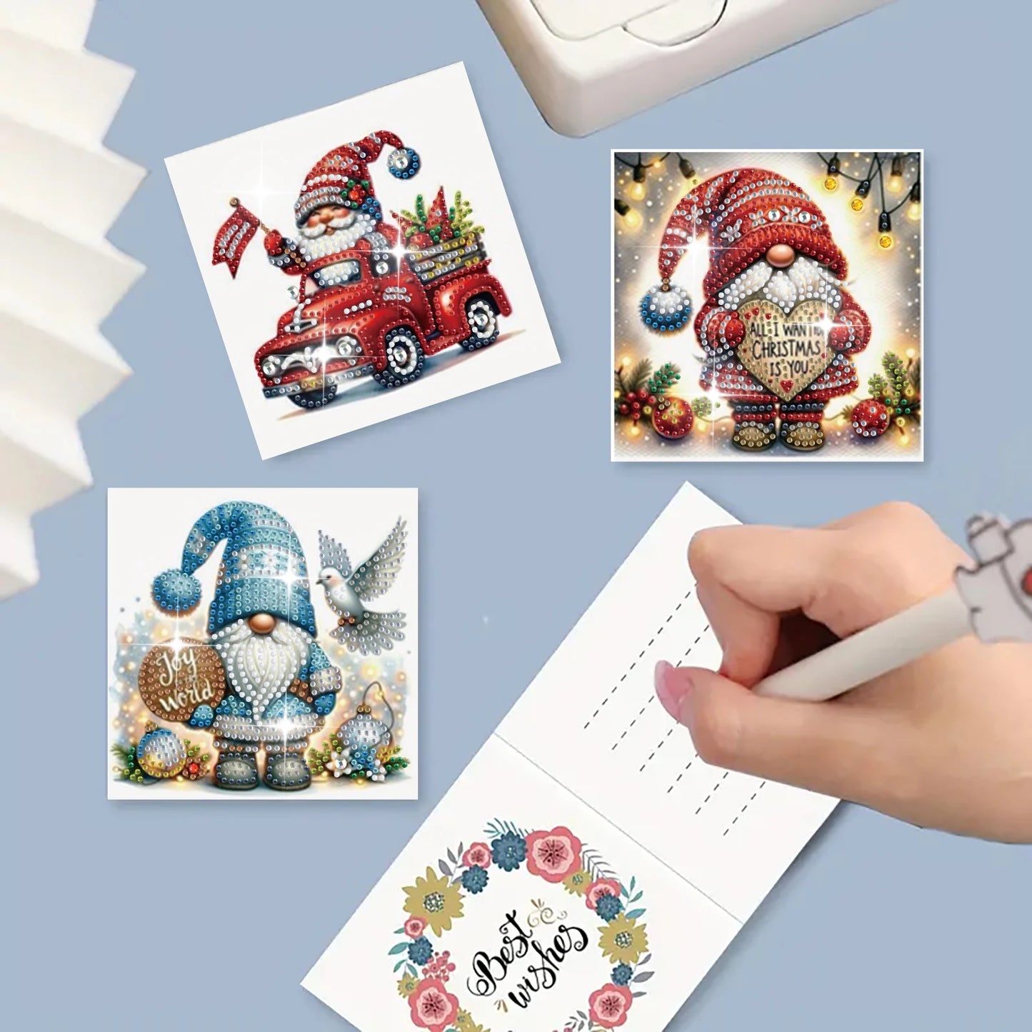 Diamond Painting Kerstkaarten Set met 6 Luxe Wenskaarten en Enveloppen - HK025