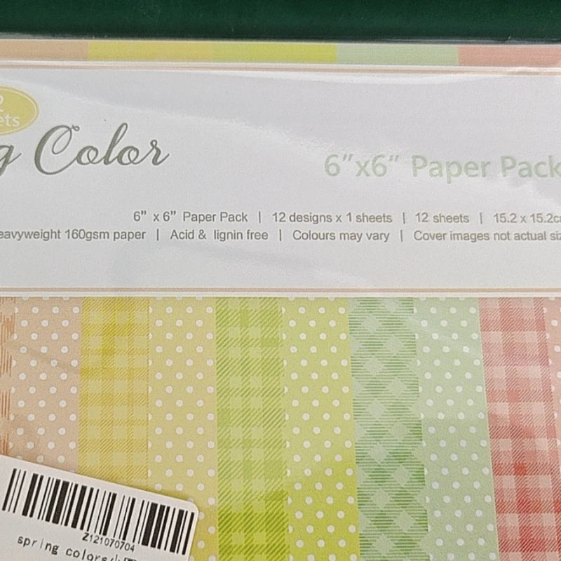 Papier voor kaarten maken & plakboek – Voorjaar Kleuren Set 12 Vel