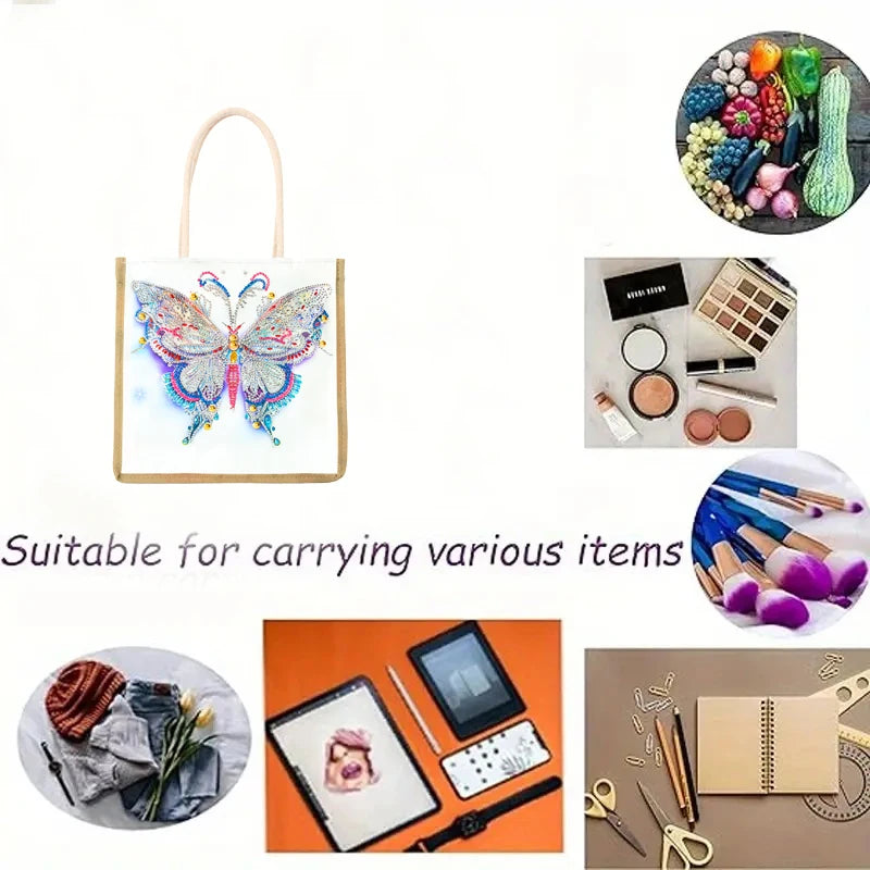 Diamond Painting Tas Vlinderpatroon Shopper Met Steentjes