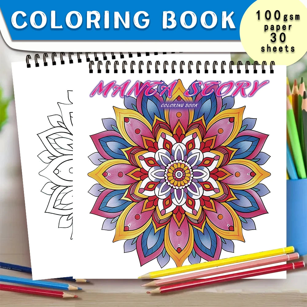 Kleurboek voor volwassenen en tieners – 30 vellen dik papier met spiraalbinding