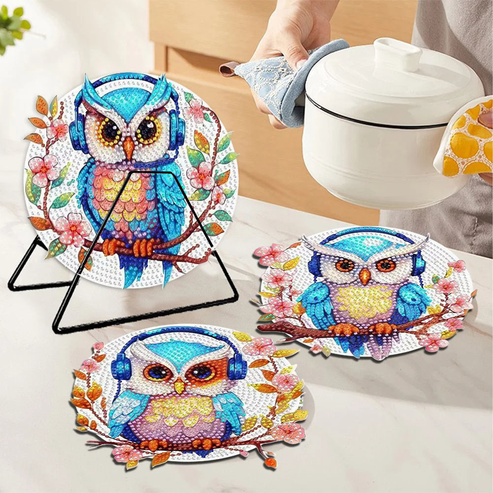 Diamond Painting Placemats Uil Vorm Set van 4