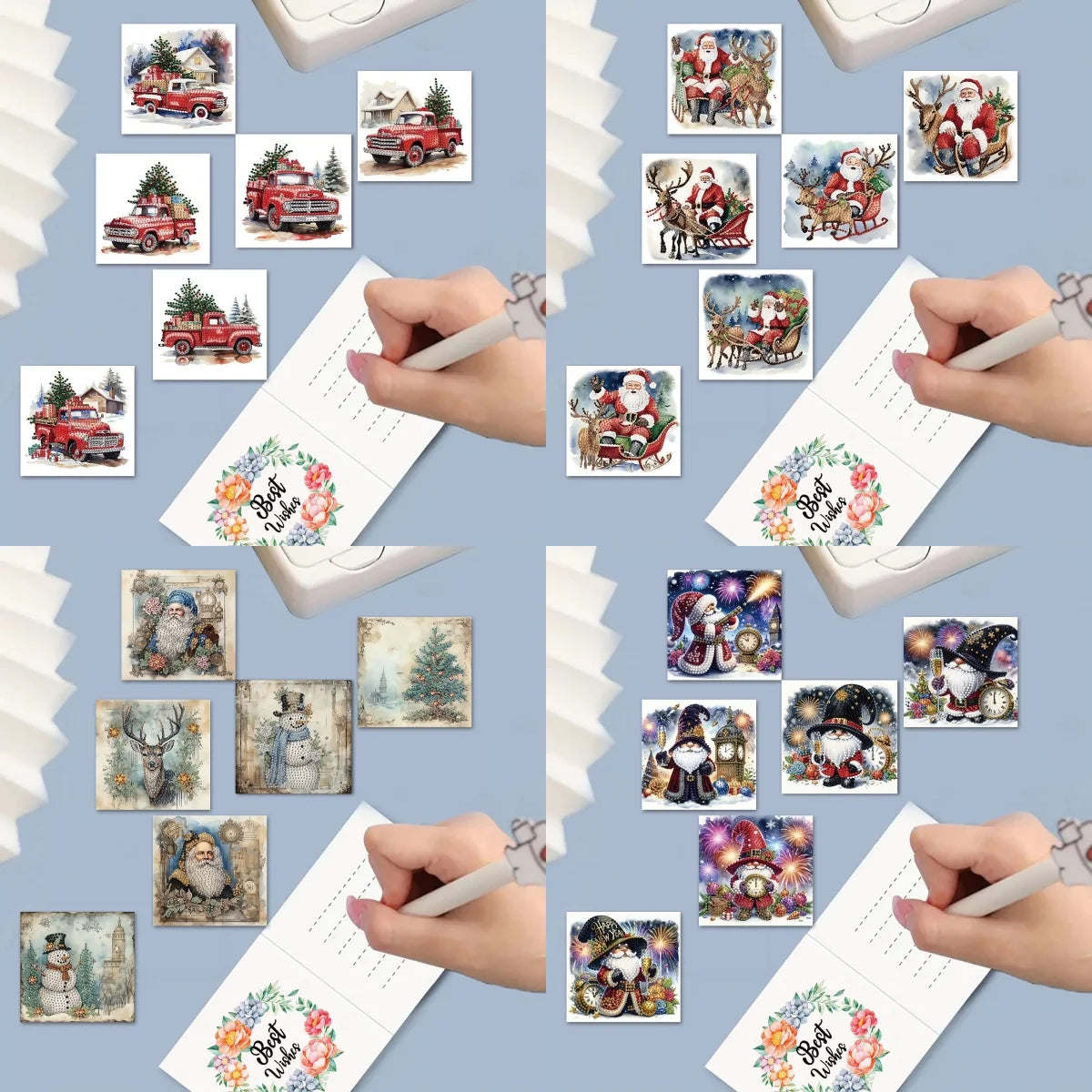 Diamond Painting Kerstkaarten set 6 stuks voor kerst en nieuwjaar