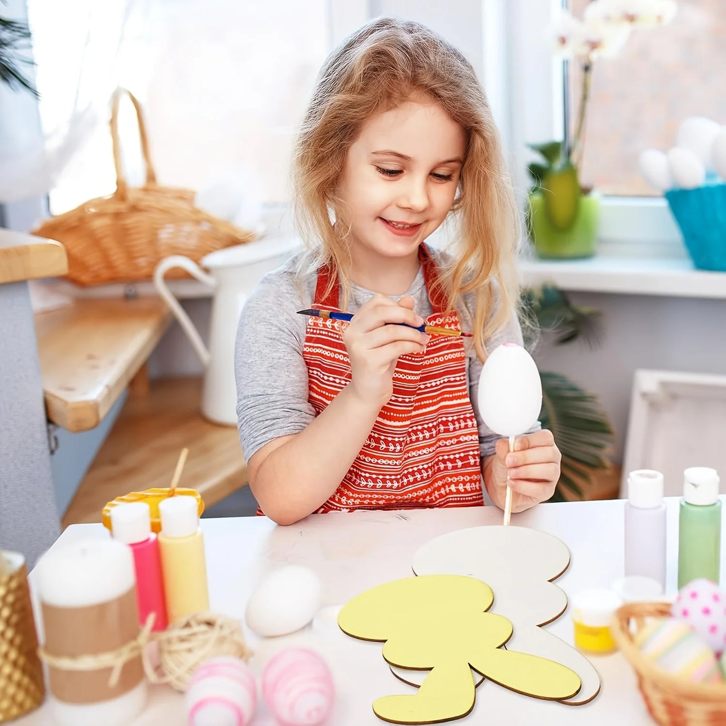 Houten Paas figuren om zelf te kleuren/schilderen – 20 houten konijntjes