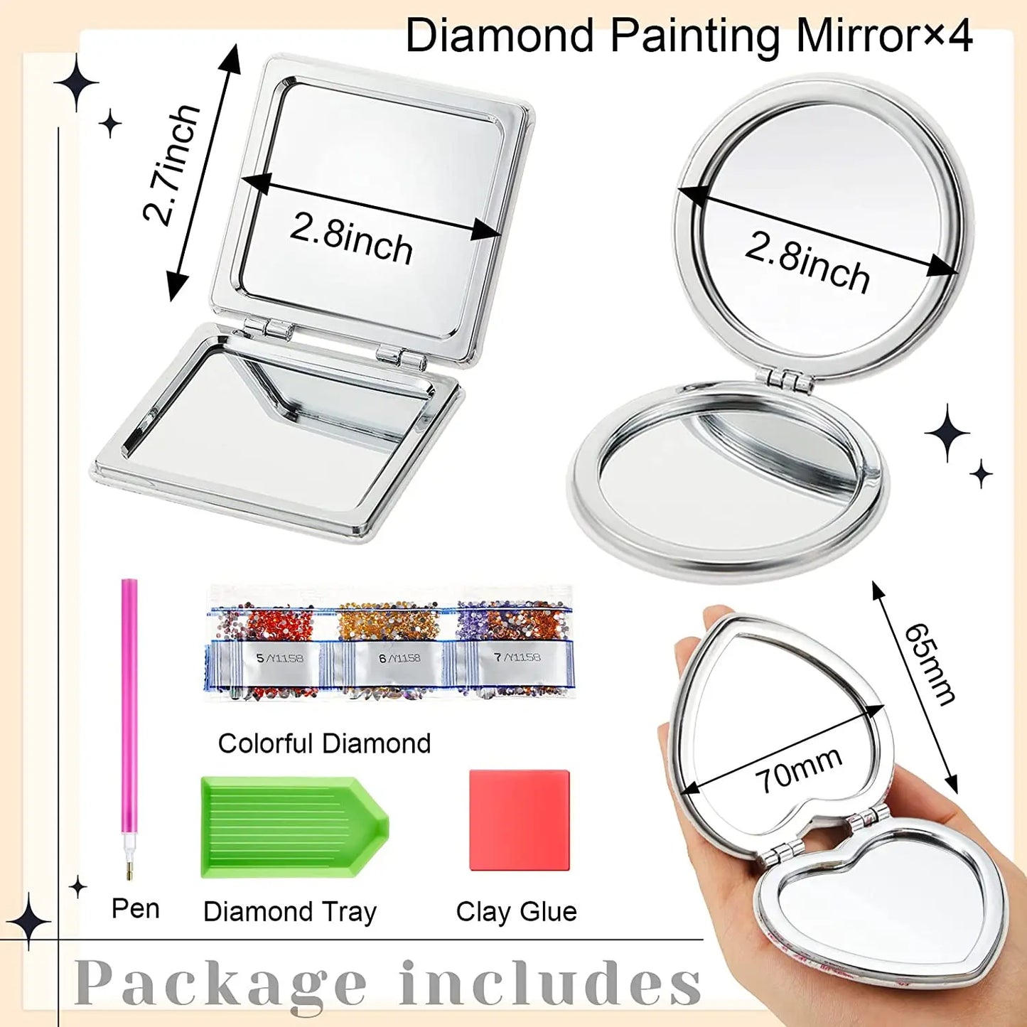 Diamond Painting Make-up spiegel Mandala – Compact en Dubbelzijdig
