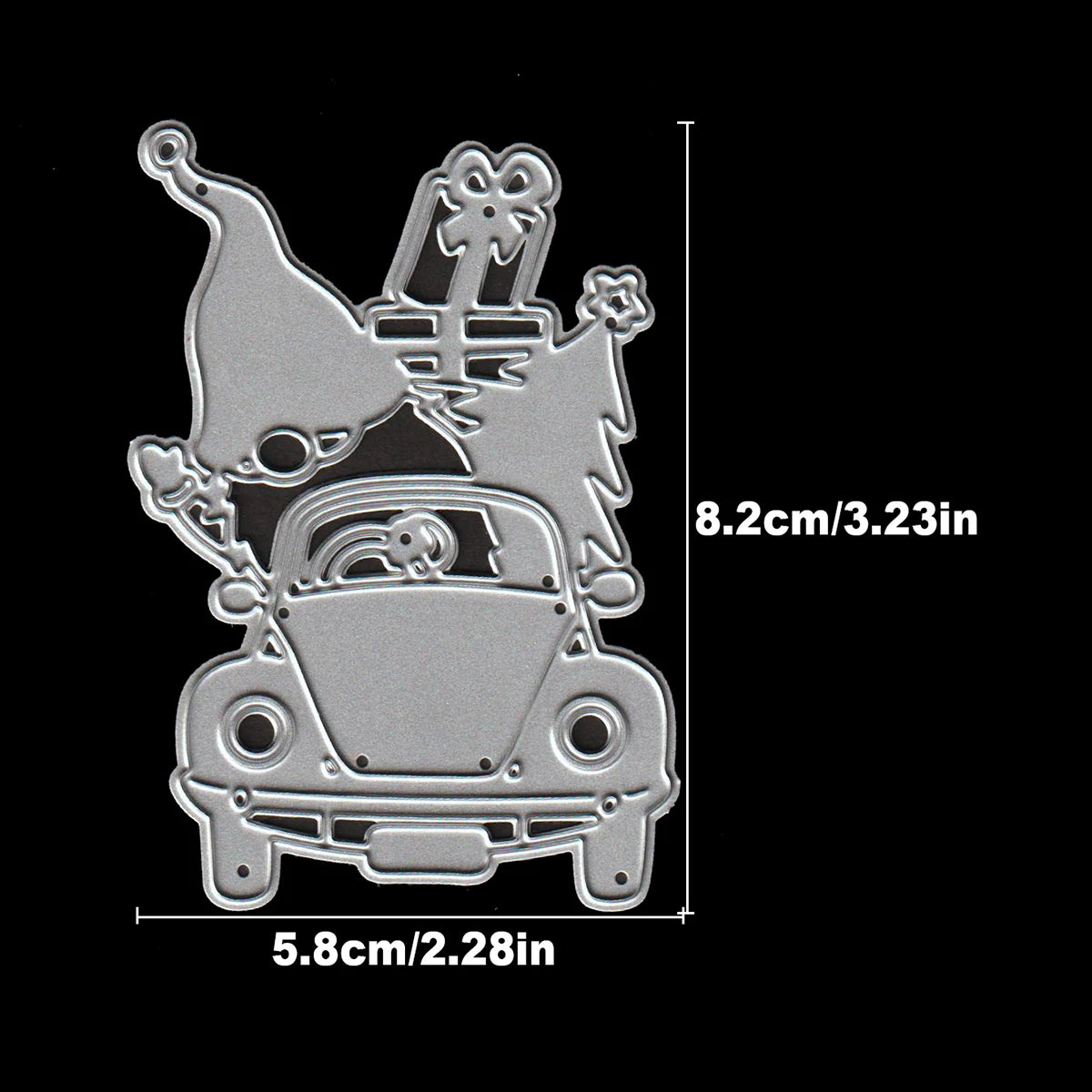 Snijmal kerst truck met vrolijke kabouter voor kaarten en scrapbooking