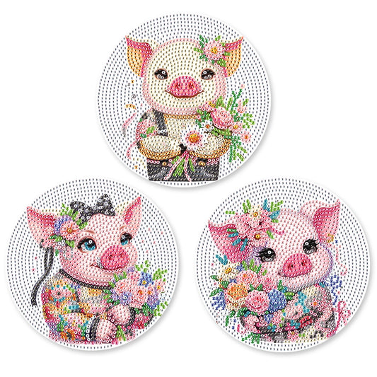 Diamond Painting Placemat set – Varkentje design voor creatieve tafeldecoratie