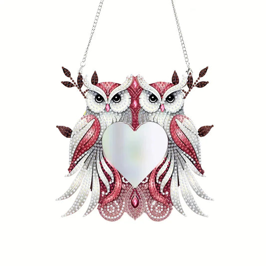 Diamond Painting Spiegel Uil met Kristalsteentjes Rond 19x19cm