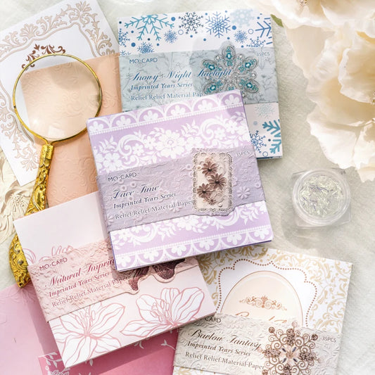 Papier voor kaarten maken en scrapbook vintage reliëf set