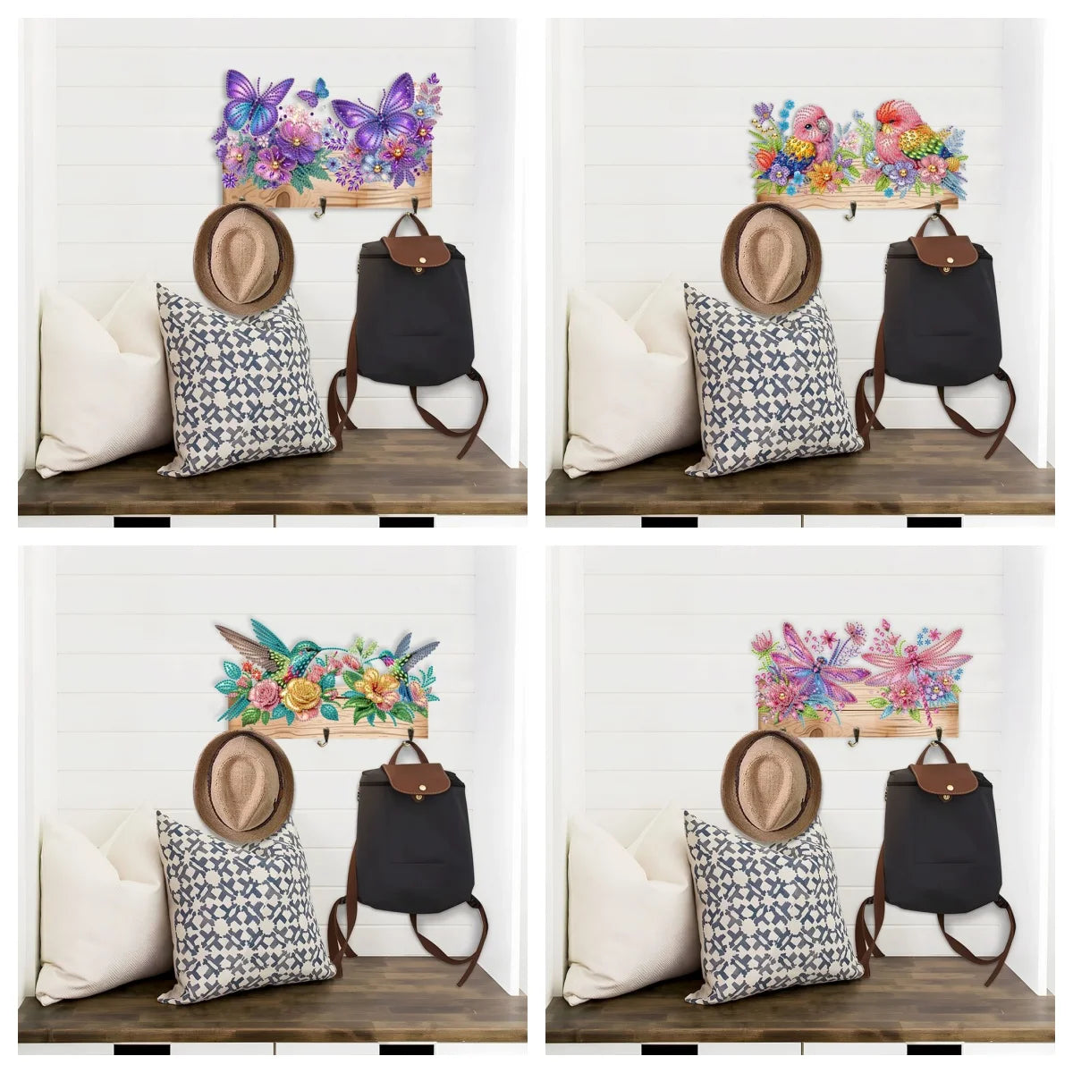 Diamond Painting Kapstok/Sleutelrek met Dierenprint en 3 Haken