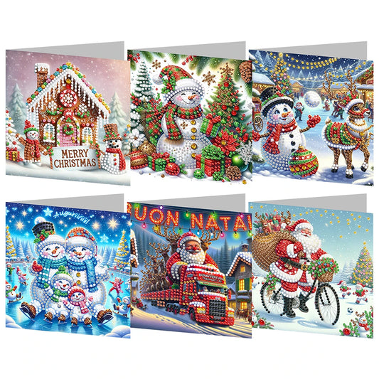 Diamond Painting Kerstkaarten set – 6 stuks creatieve kerstkaarten maken - LY866