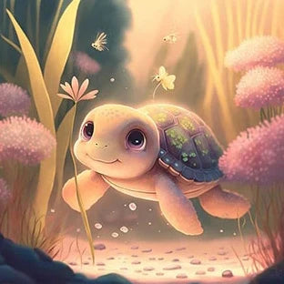 AB Diamond Painting met AB en Fairy dust steentjes – Schildpad Bloem