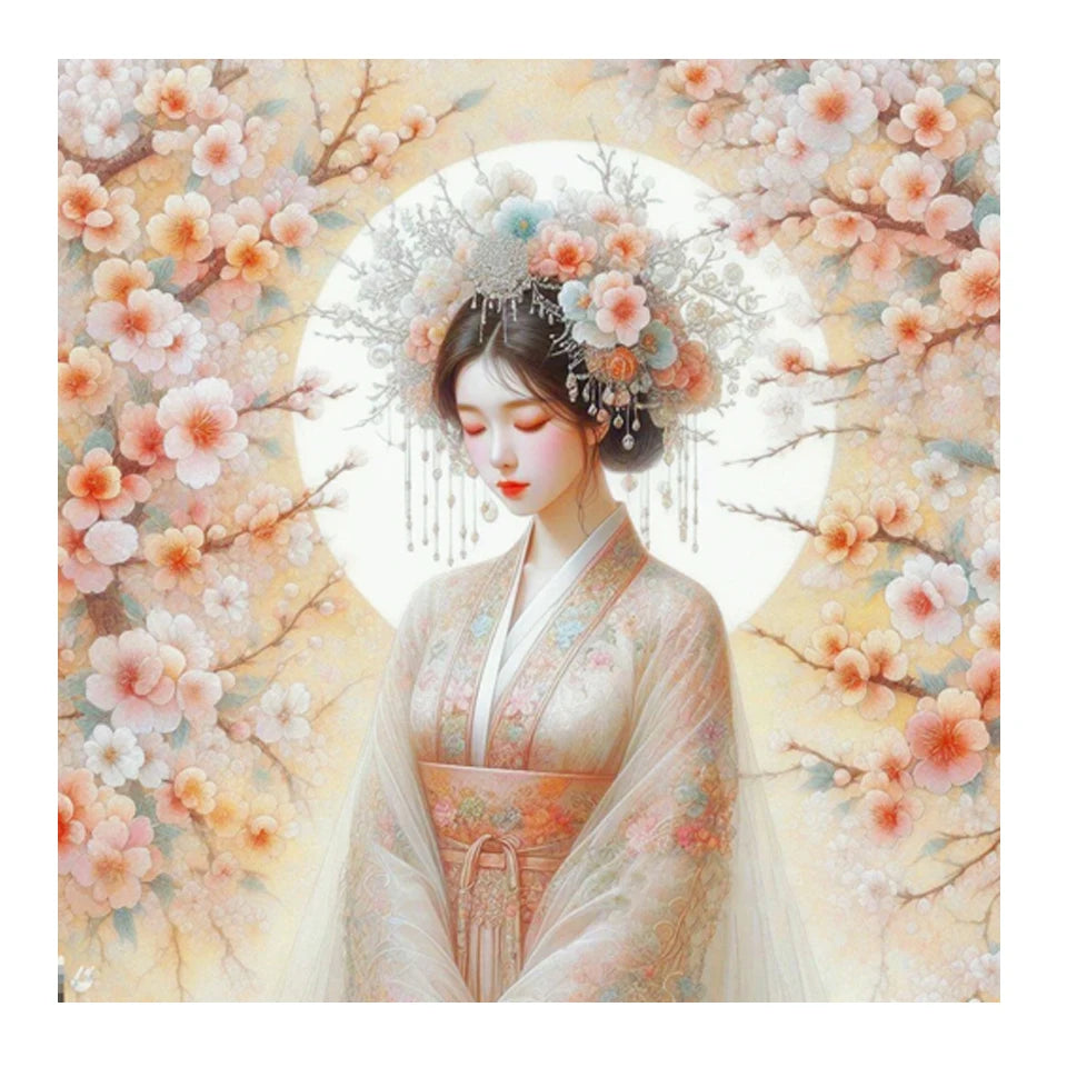 AB Diamond Painting met AB en Fairy dust steentjes – Peach Blossom