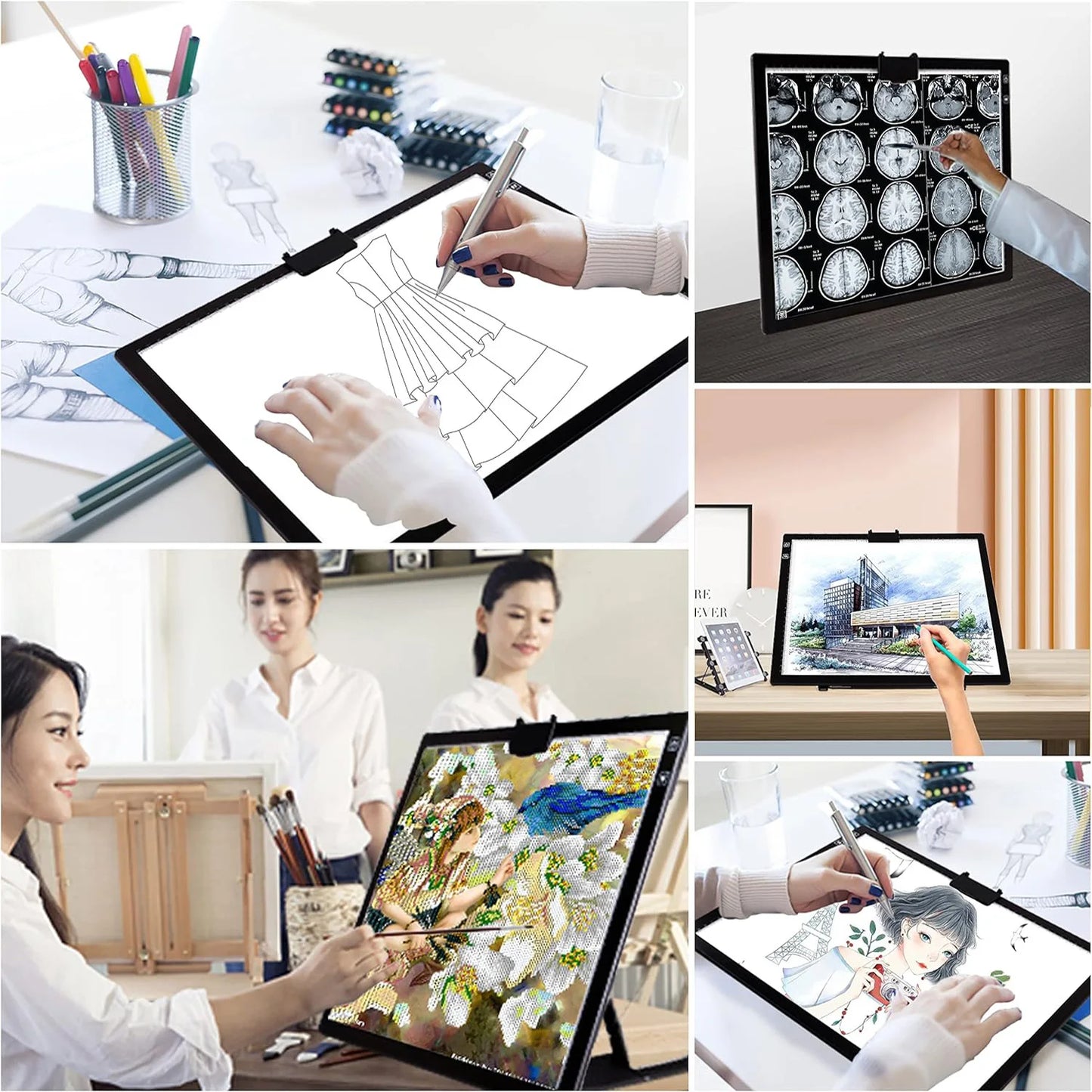 Diamond Painting Lightpad A3 – Draadloos Oplaadbare LED Tekenplaat met 3 Kleuren & Traploos Instelbare Helderheid