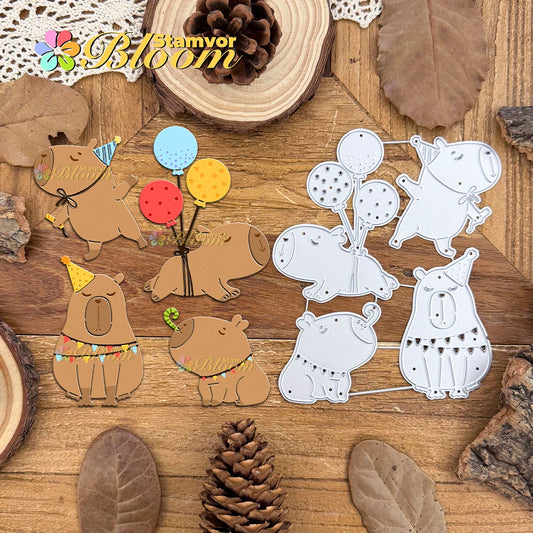 Snijmallen set Capibara Verjaardag Feest Decoratie Embossing Stencil