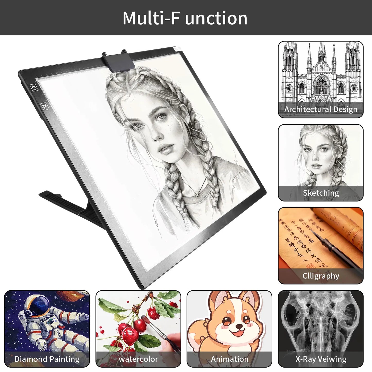 Diamond Painting Ledlamp A3/A4 Lichtpad met 3 Lichtstanden Tracing Board
