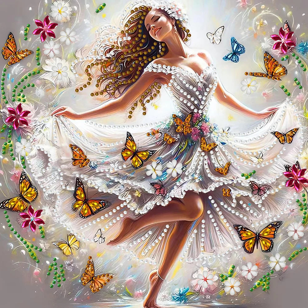 Special Diamond Painting op canvas Dame 30x30cm Speciale Steentjes - GSYX419